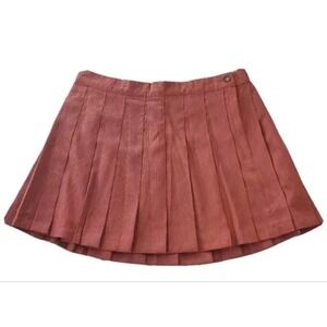 Simply Southern Pleated Mini Corduroy Skirt size L Classic Preppy Coral Spice